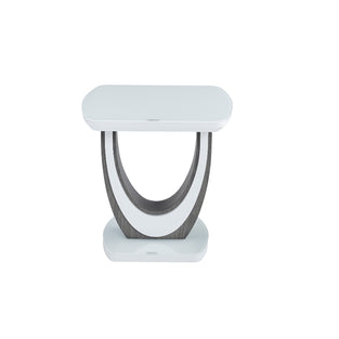 End Table, White Glass & U-Shaped End Table, White Glass & U-Shaped