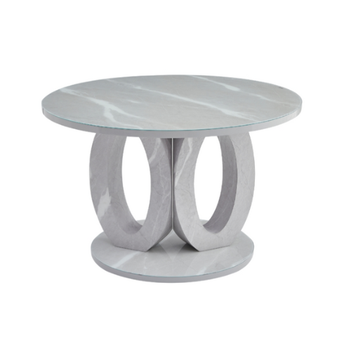 Round Dining Table with Glass & Faux Marble